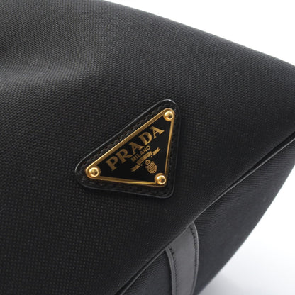 プラダ LOGO JACQUARD キャンバス レザー ハンドバッグ