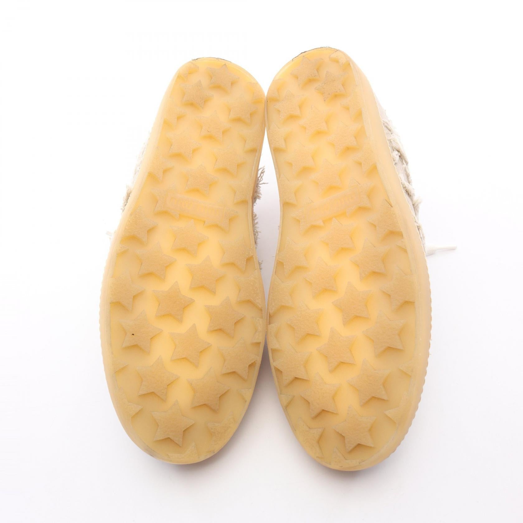 Miu Miu ウォッシュド デニム フリンジ コットン スニーカー