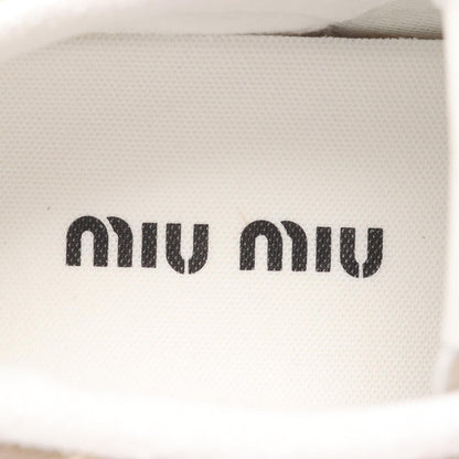 Miu Miu ウォッシュド デニム フリンジ コットン スニーカー