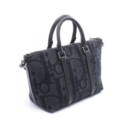 ディオール Weekender マキシオブリーク キャンバス レザー ハンドバッグ