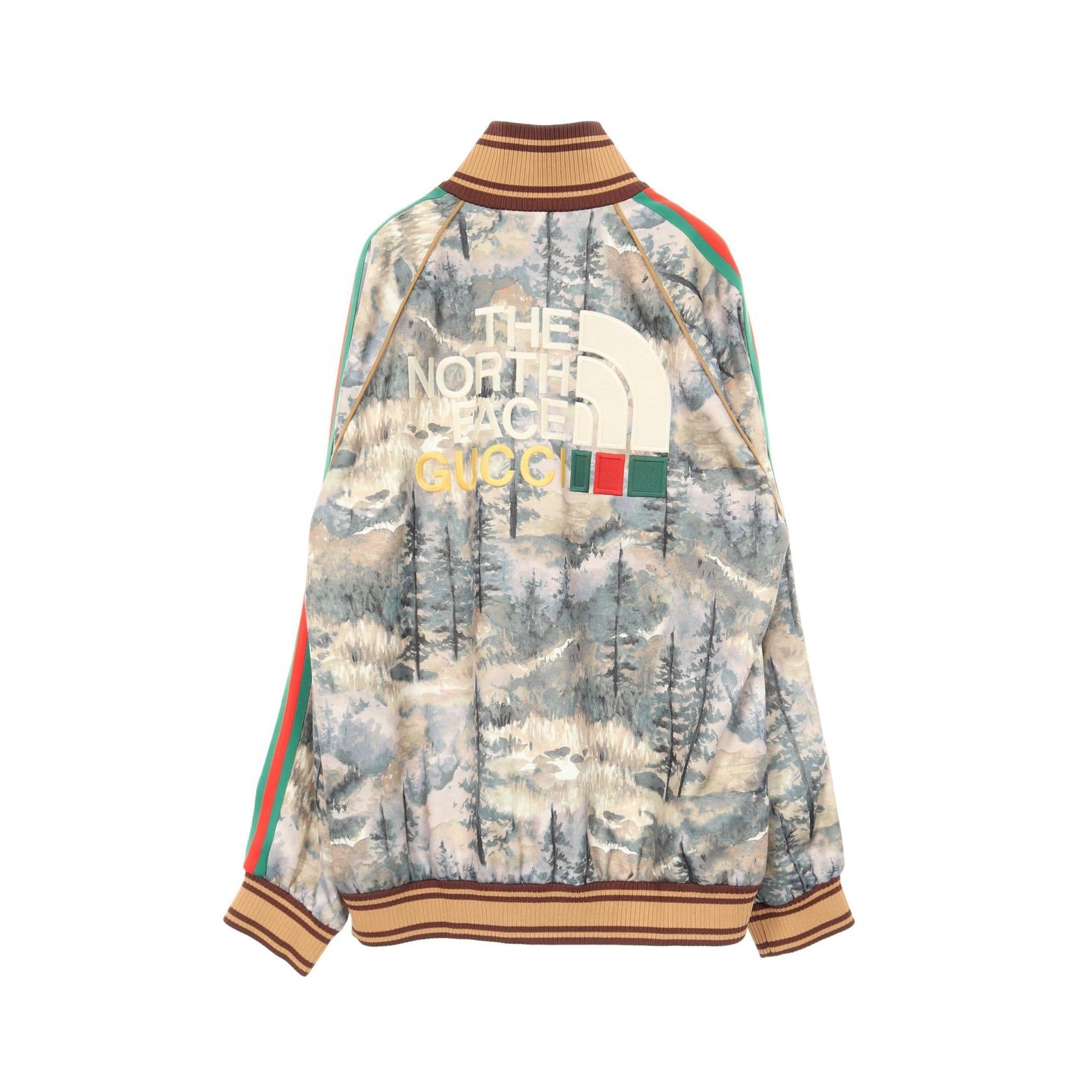 グッチ×ザノースフェイス フォレストプリント ポリエステルコットン ジャケット 限定