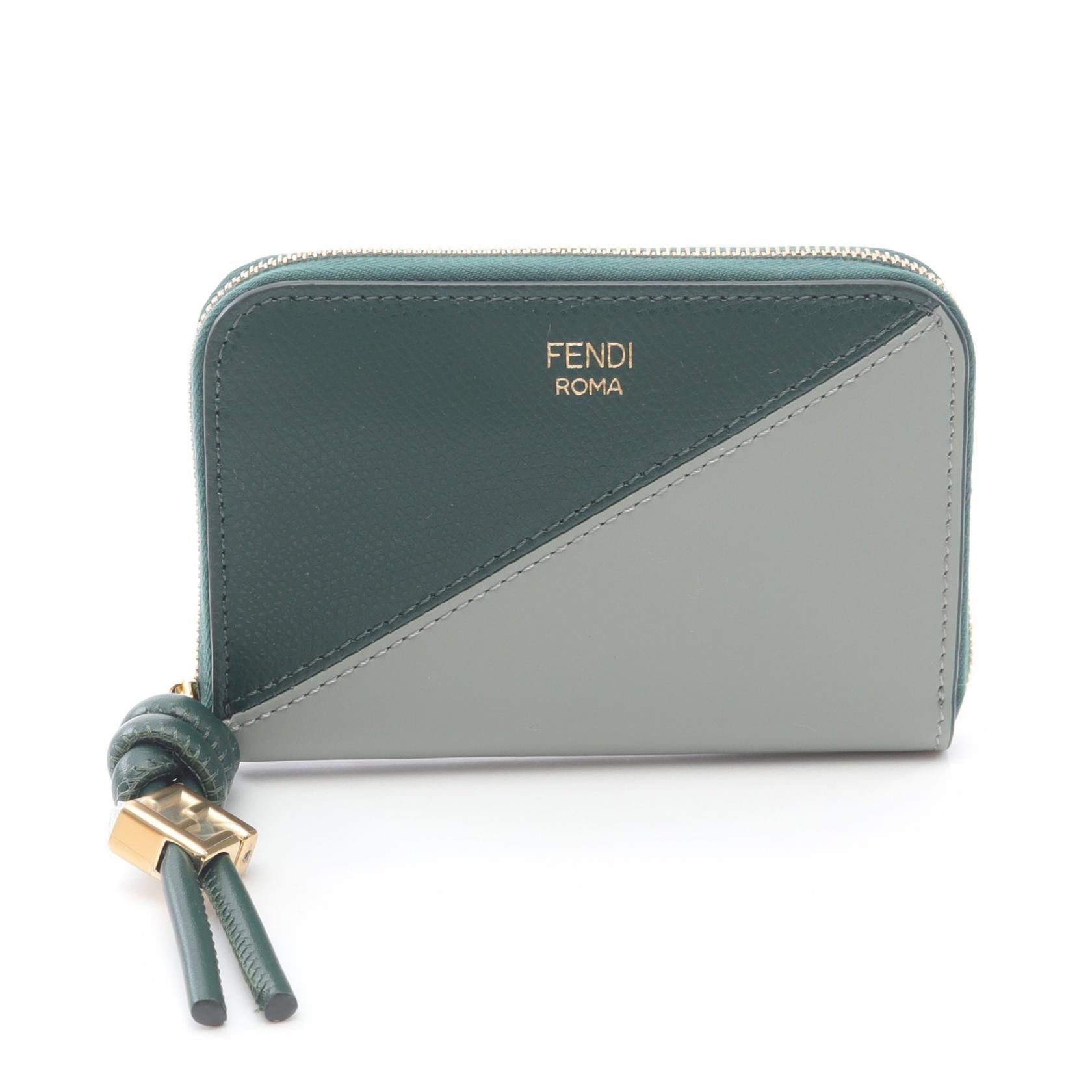 フェンディ FFダイヤモンド レザーラウンド財布