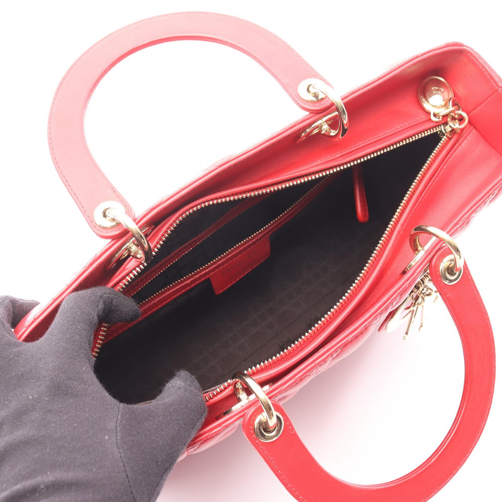 ディオール LADY DIOR レザー ハンドバッグ