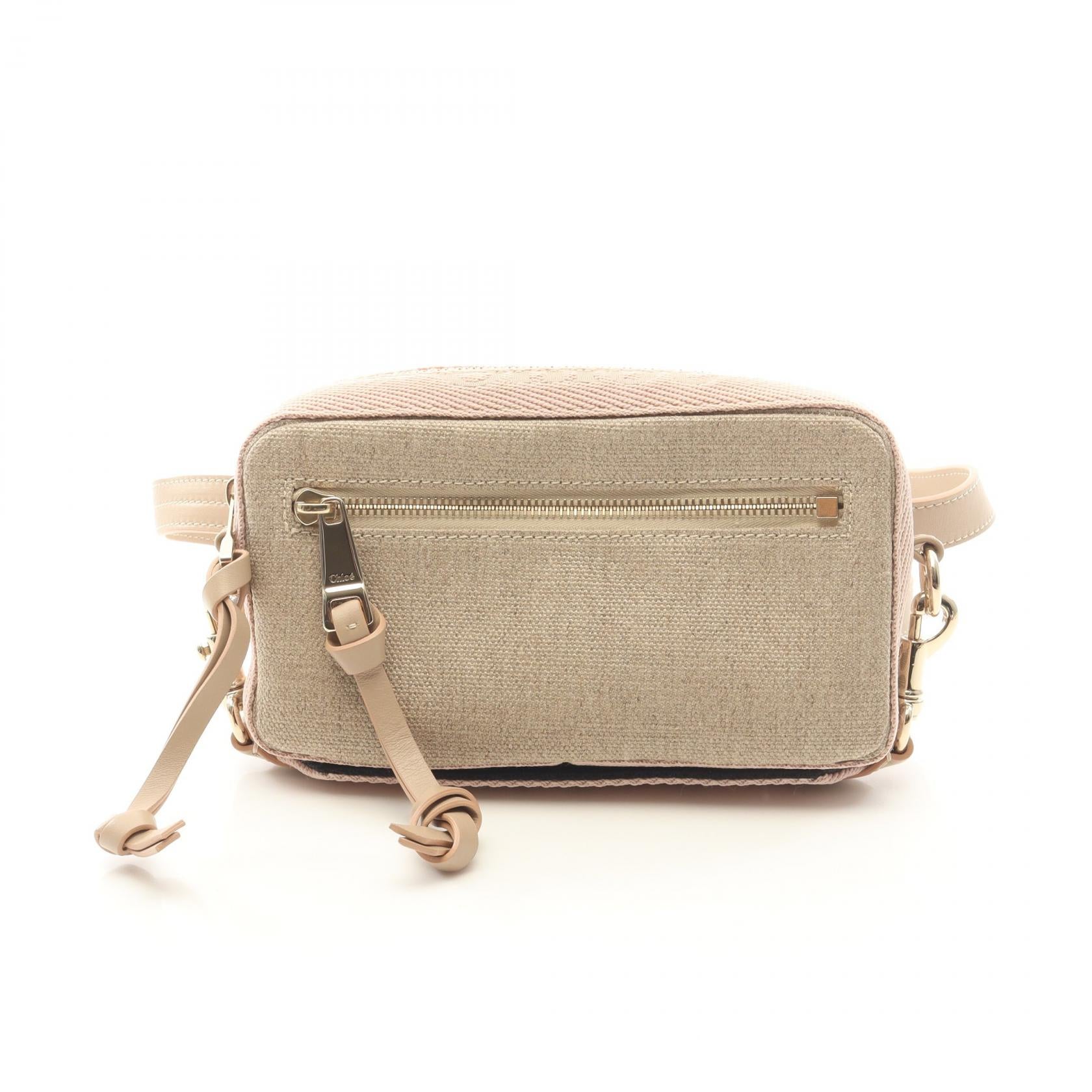 クロエ WOODY BELT BAG キャンバス レザー ショルダーバッグ