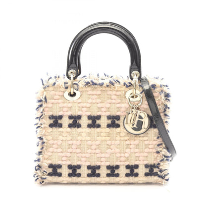 ディオール LADY DIOR ファブリック パテントレザー 2wayハンドバッグ
