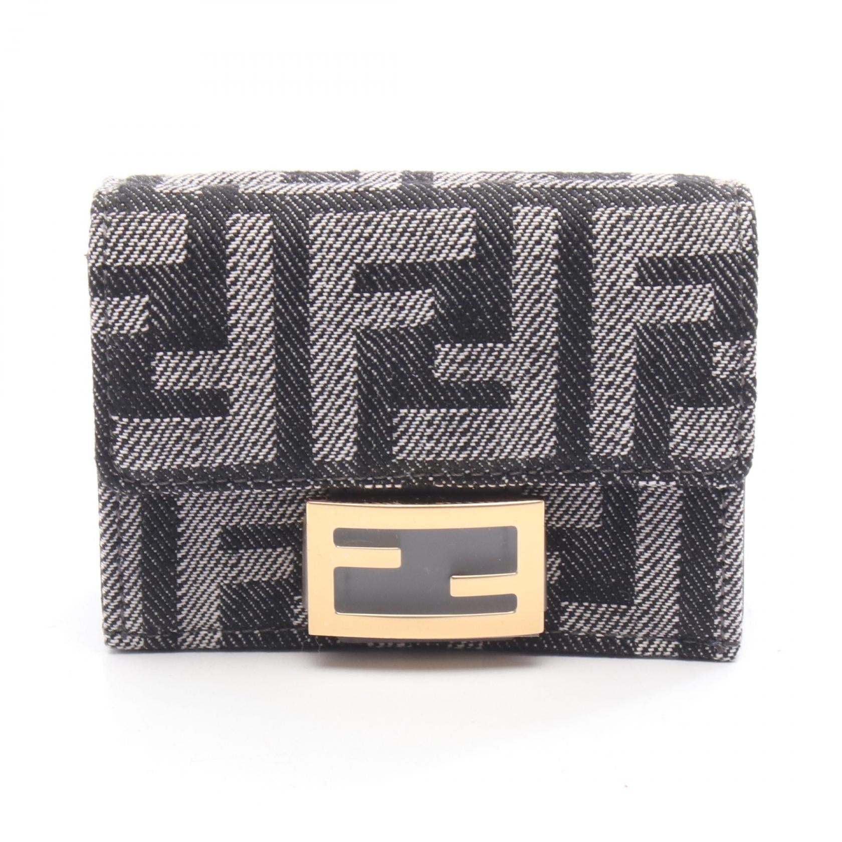 フェンディ バゲット FFジャカード デニム三つ折り財布