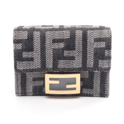 フェンディ バゲット FFジャカード デニム三つ折り財布