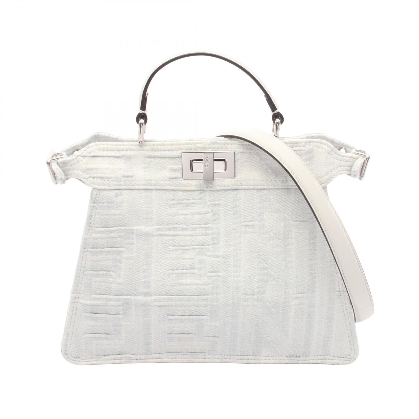 フェンディ FENDI×MARC JACOBS ピーカブーアイシーユースモール デニムレザーハンドバッグ