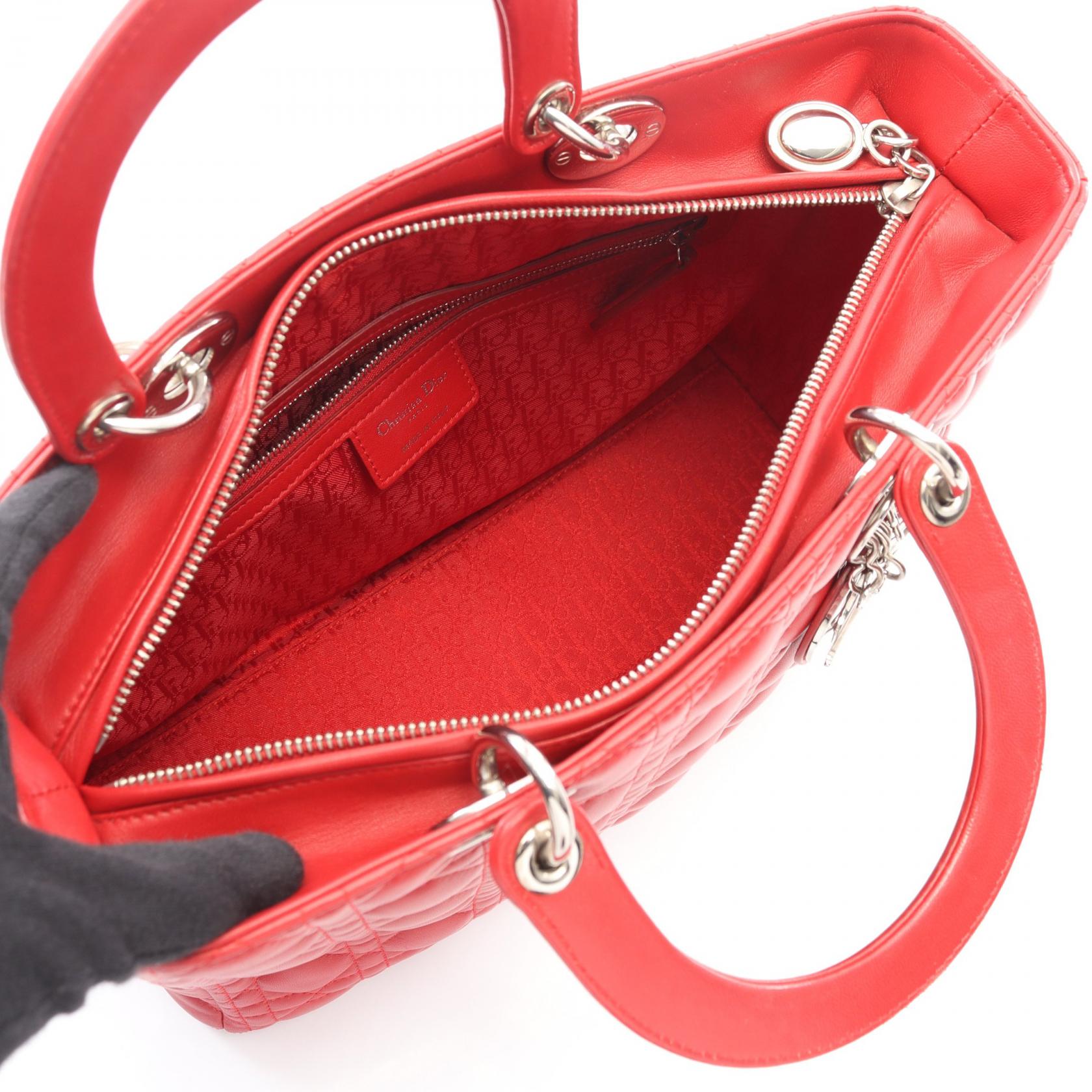 ディオール LADY DIOR レザー ハンドバッグ