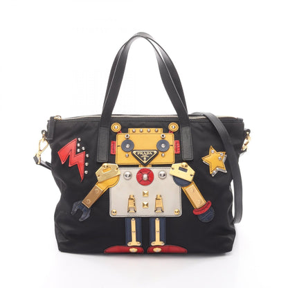 プラダ ナイロン サフィアーノレザー トートバッグ