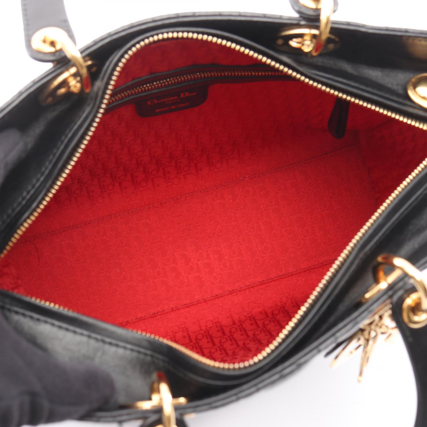 ディオール LADY DIOR レザー ハンドバッグ