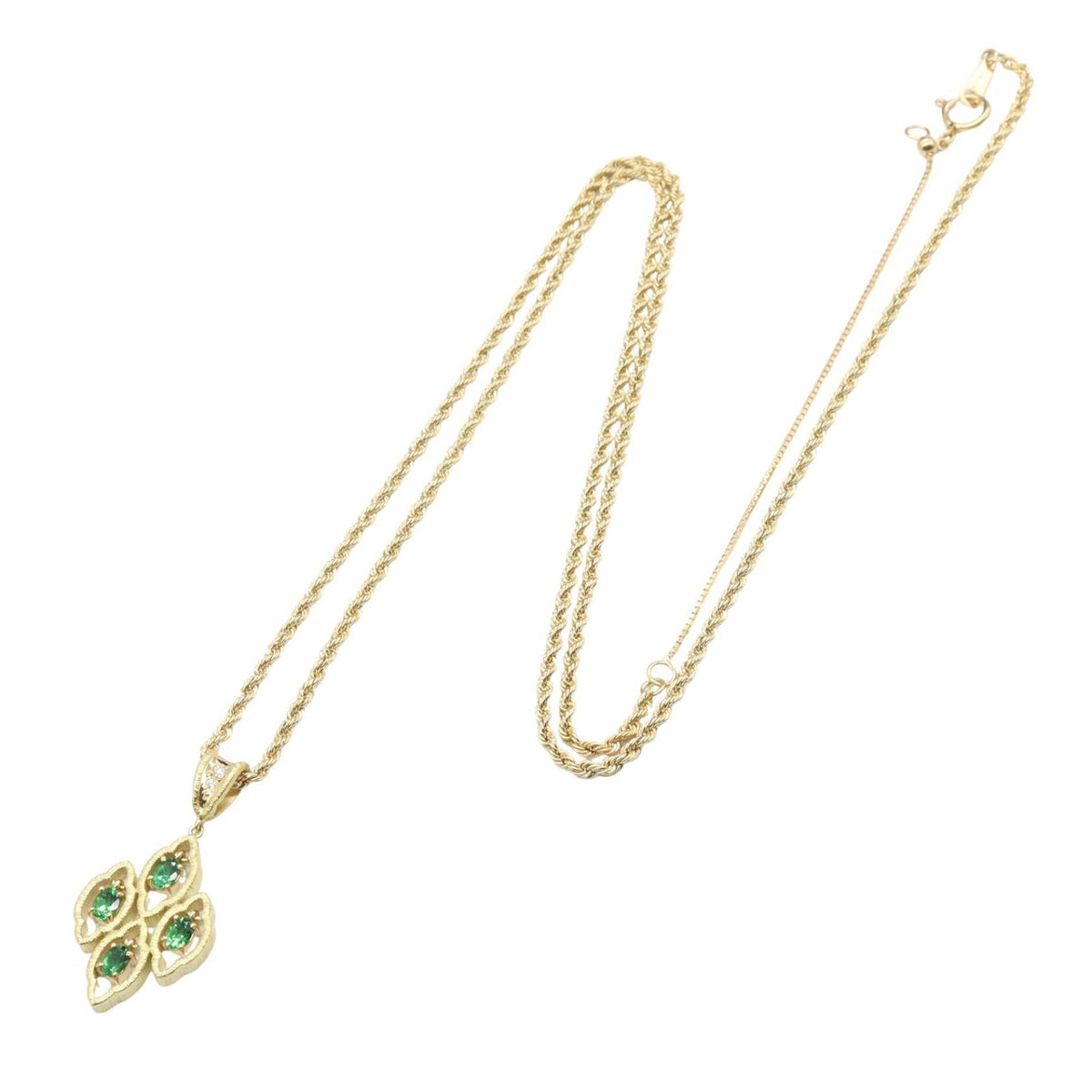 ジュエリー 水野薫子 Au750 グリーンガーネット ダイヤモンド ネックレス