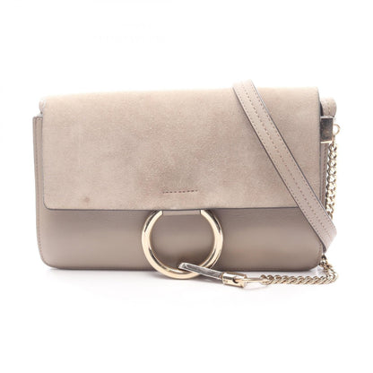 クロエ FAYE レザースエードショルダーバッグ