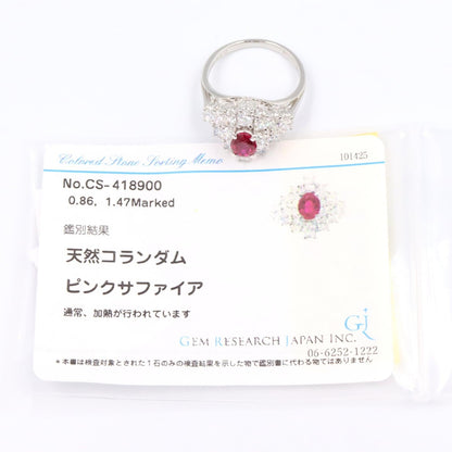 ジュエリー プラチナ ピンクサファイア ダイヤモンド リング