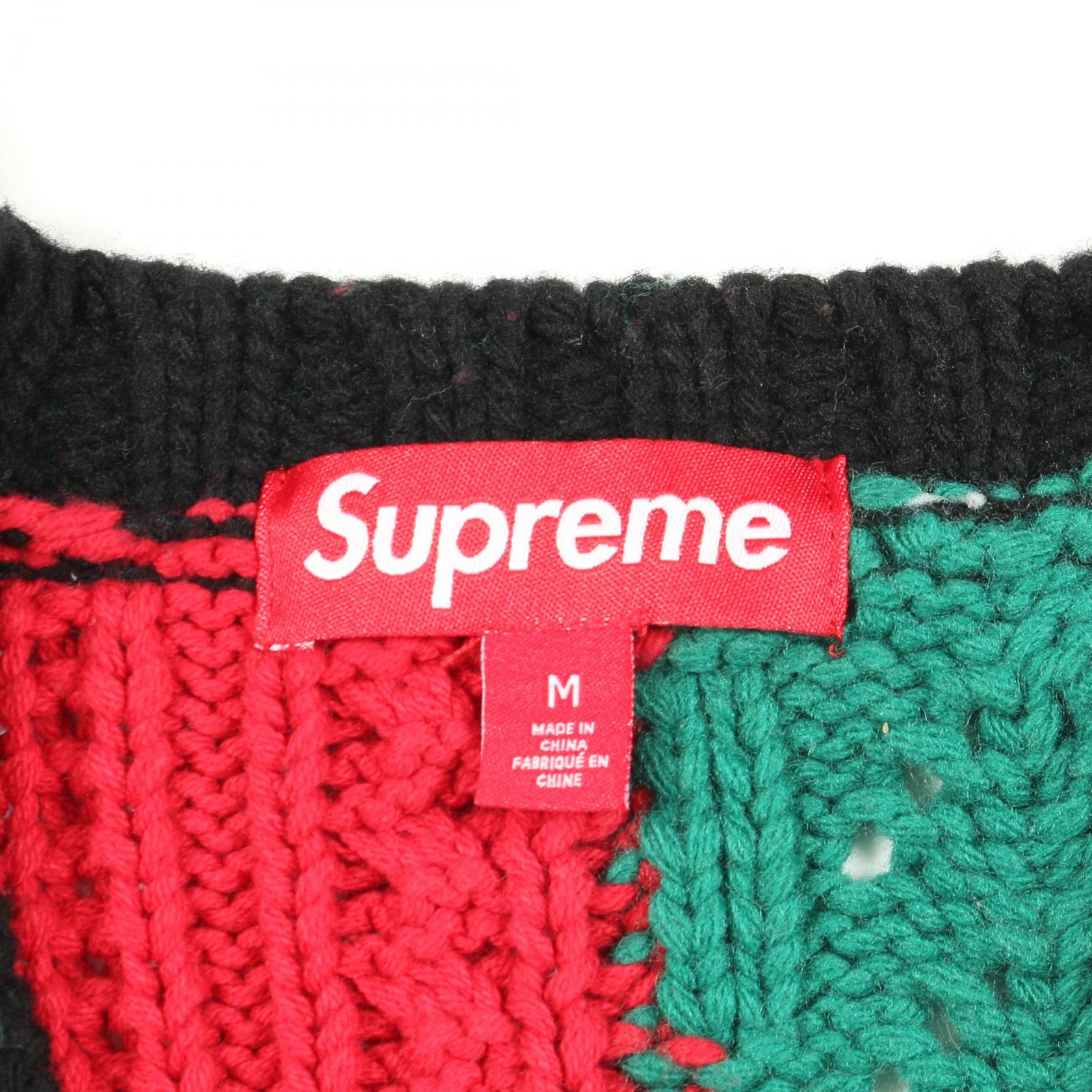 シュプリーム Patchwork Cable Knit コットンカーディガン