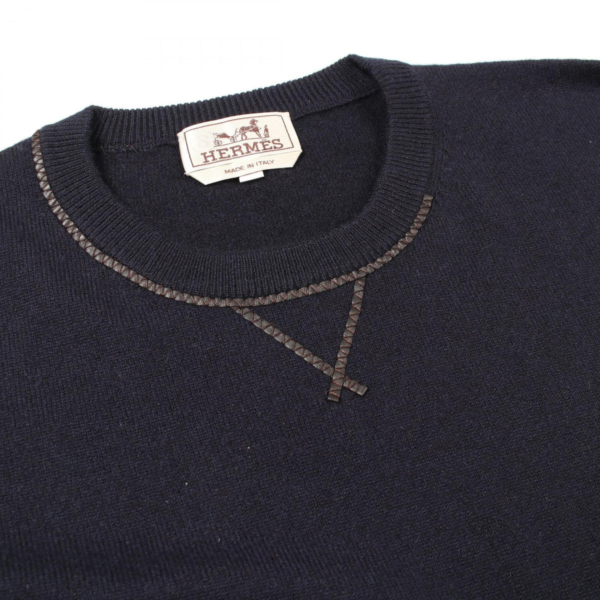 エルメス レザーステッチ カシミヤニット