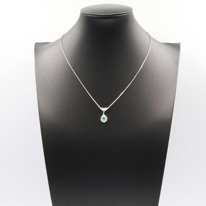 ジュエリー Pt850ダイヤモンドエメラルドネックレス