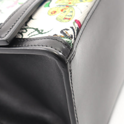 グッチ バレンシアガ ザハッカープロジェクト フローラ PVCコーティングキャンバス レザー ハンドバッグ