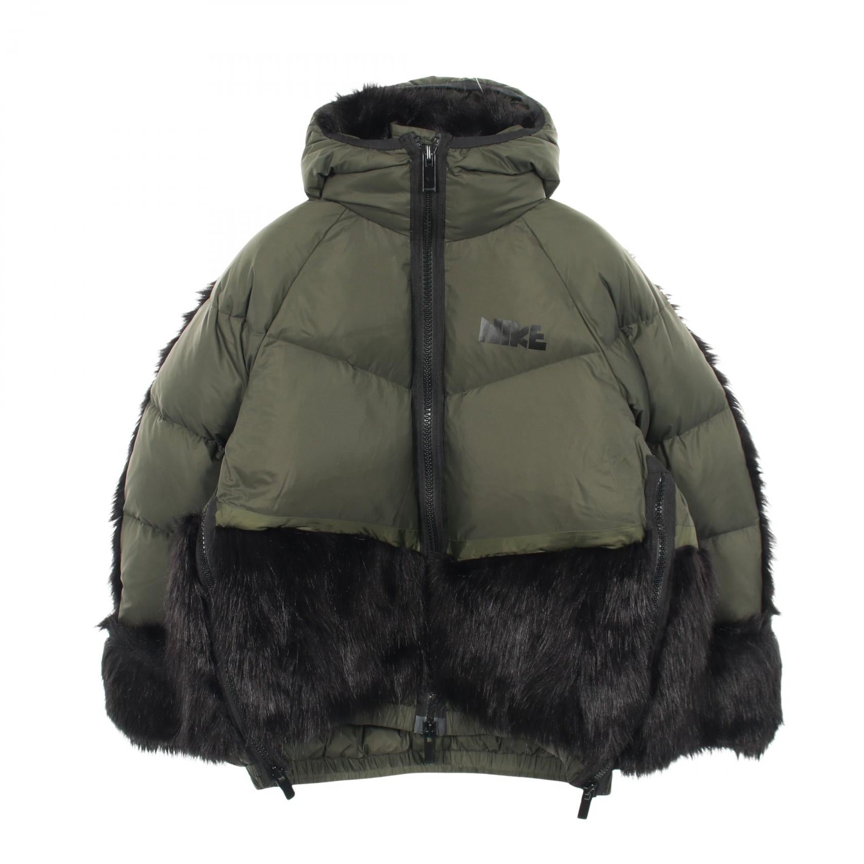ナイキ NIKELAB sacai ナイロンフェイクファーダウンジャケット