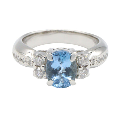 ジュエリー Pt900プラチナ アクアマリン ダイヤモンド リング