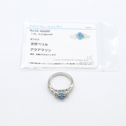 ジュエリー Pt900プラチナ アクアマリン ダイヤモンド リング