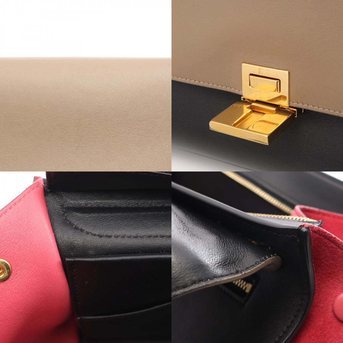セリーヌ トラペーズ ミディアム レザー スウェード ハンドバッグ