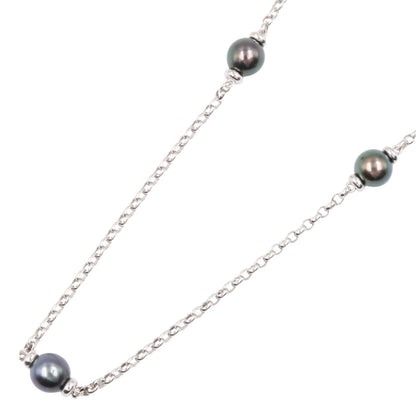 ミキモト K18WG ブラックパール ネックレス