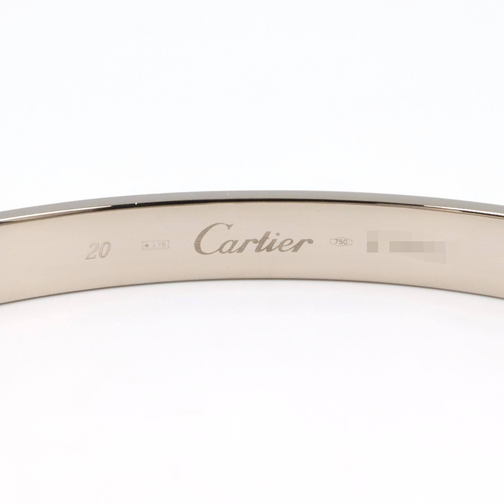 カルティエ ラブ Au750ホワイトゴールド ブレスレット 20号