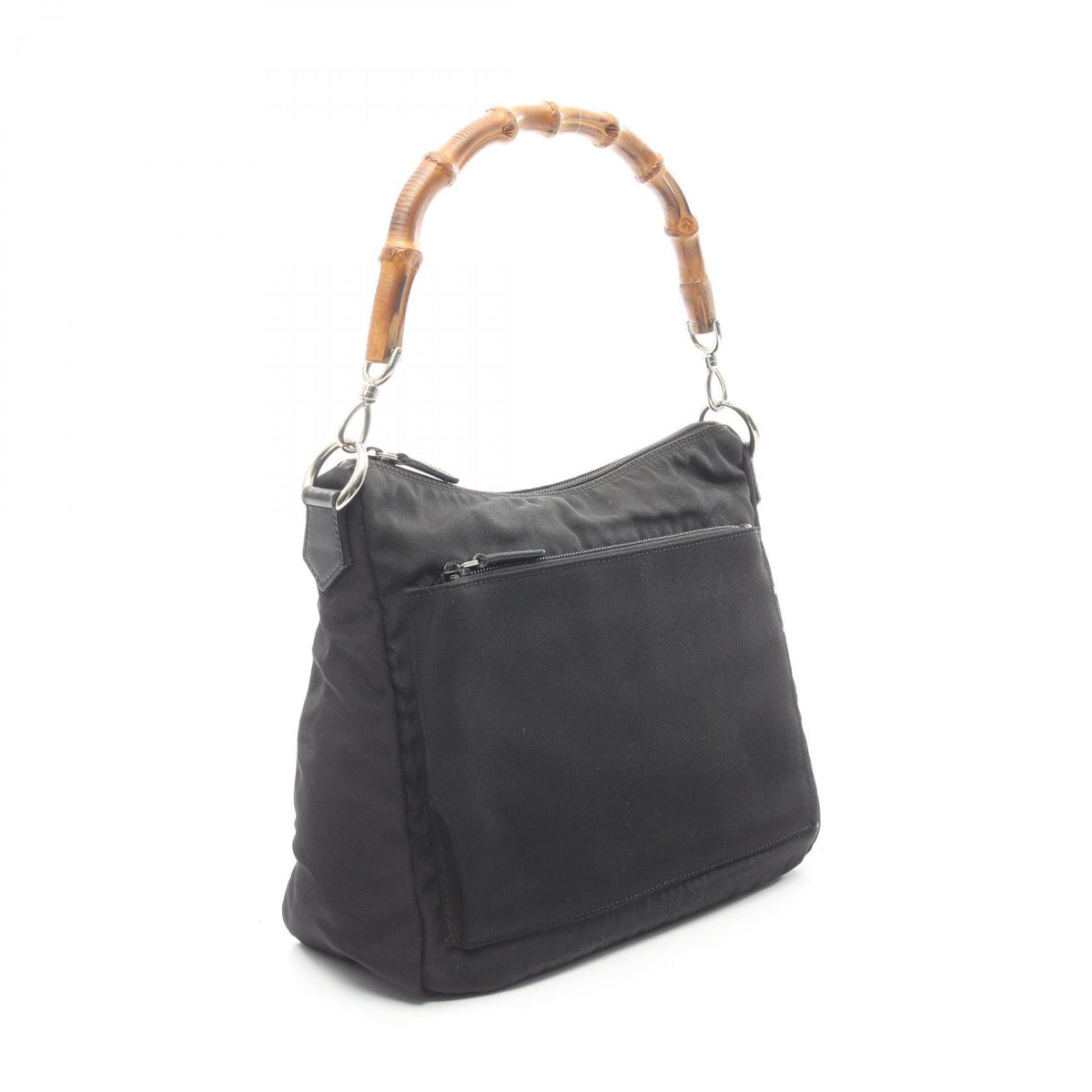 グッチ バンブー キャンバス レザー ショルダーバッグ
