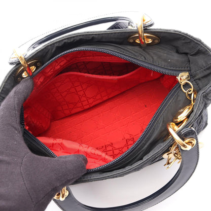 クリスチャンディオール LADY DIOR ナイロン パテントレザー 2WAYハンドバッグ