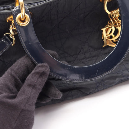 クリスチャンディオール LADY DIOR ナイロン パテントレザー 2WAYハンドバッグ