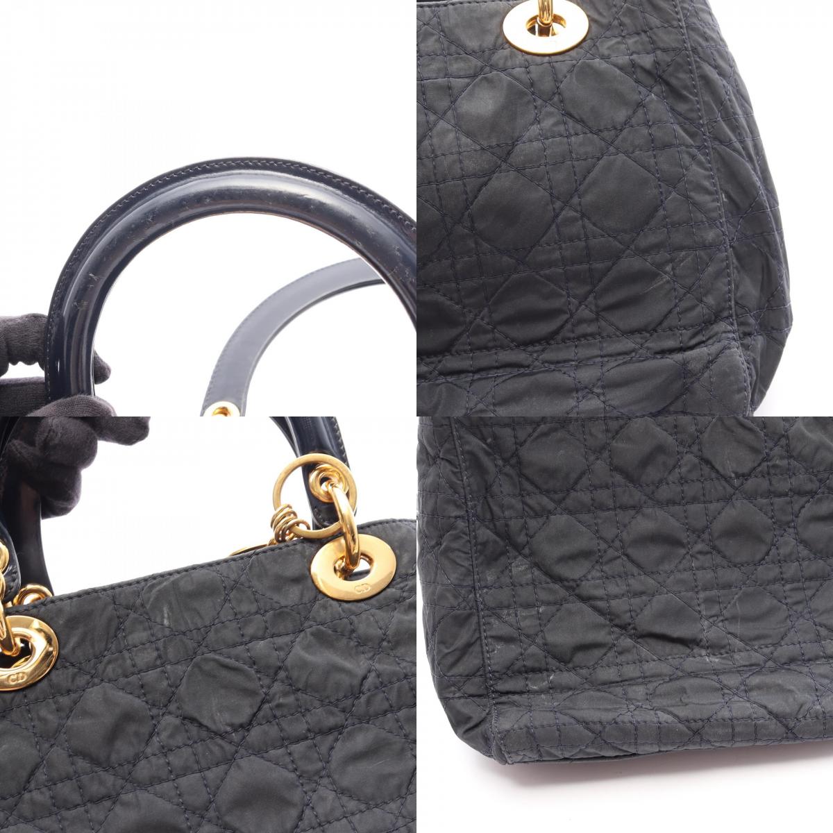クリスチャンディオール LADY DIOR ナイロン パテントレザー 2WAYハンドバッグ