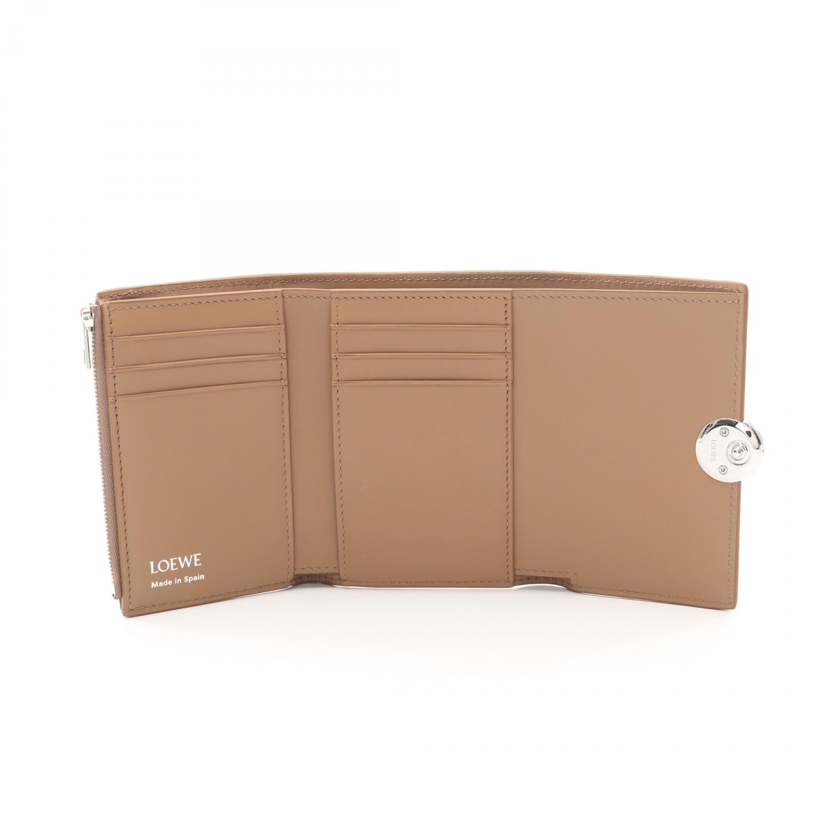 ロエベ ぺブル スモール バーティカル ウォレット レザー 三つ折り財布