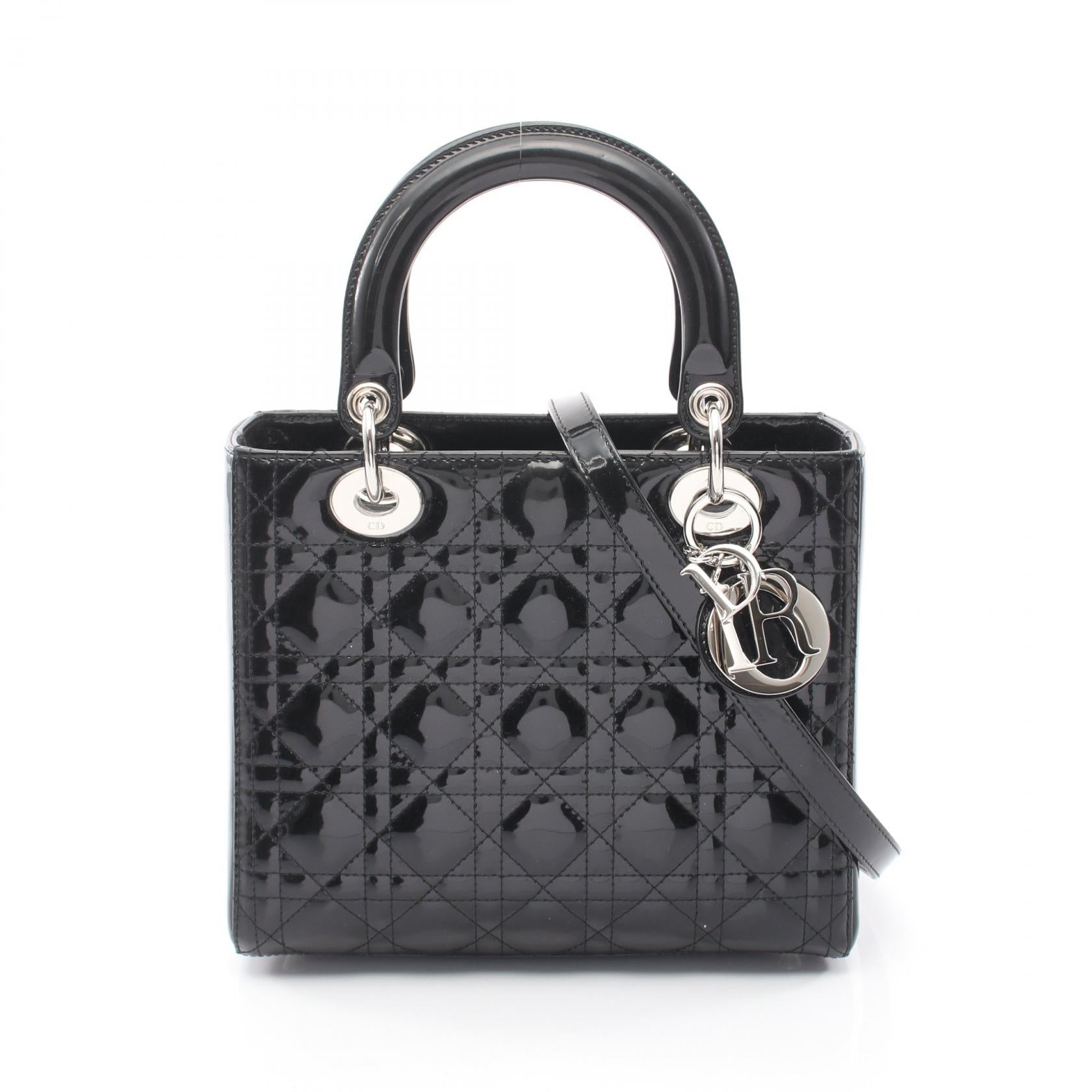 クリスチャンディオール LADY DIOR カナージュ パテントレザー 2wayハンドバッグ