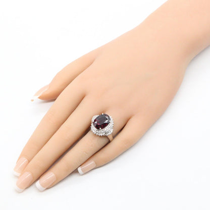 ジュエリー Pt900プラチナ ガーネット ダイヤモンド リング