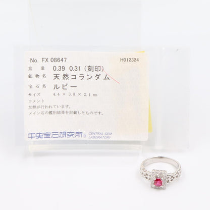 ジュエリー Pt900プラチナ ルビー ダイヤモンドリング