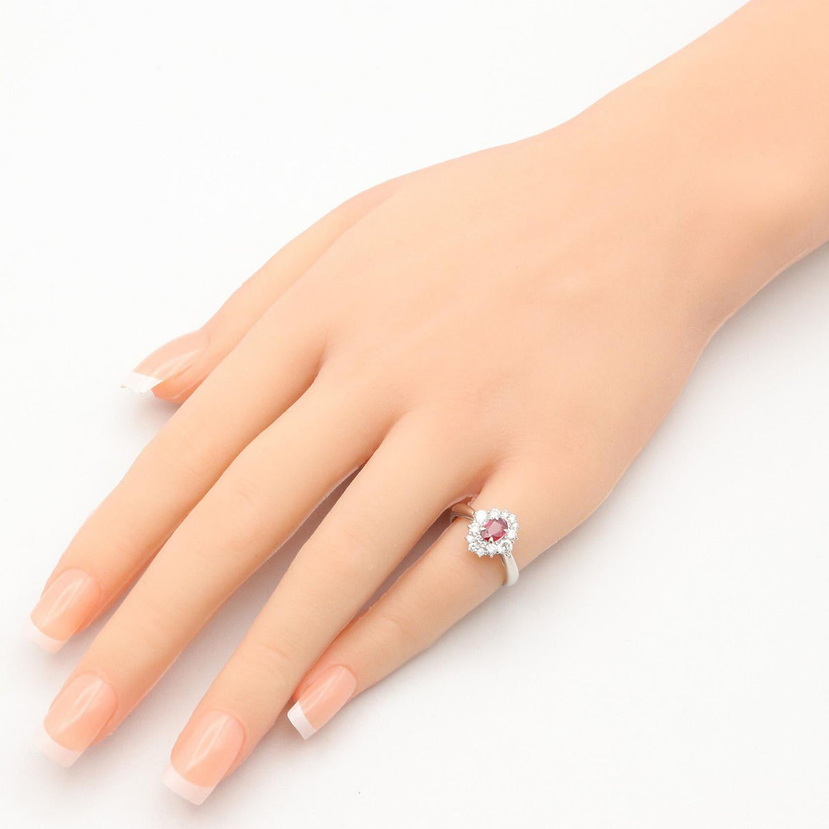 ジュエリー Pt900 エメラルドカットルビー ダイヤモンド リング