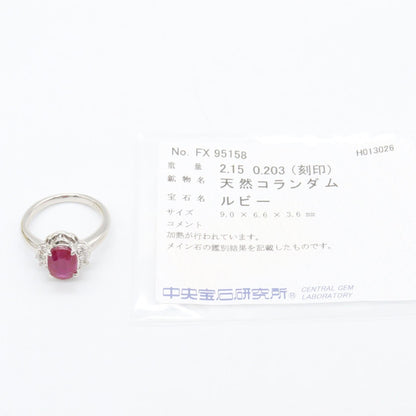 ジュエリー プラチナ ダイヤモンド ルビー リング
