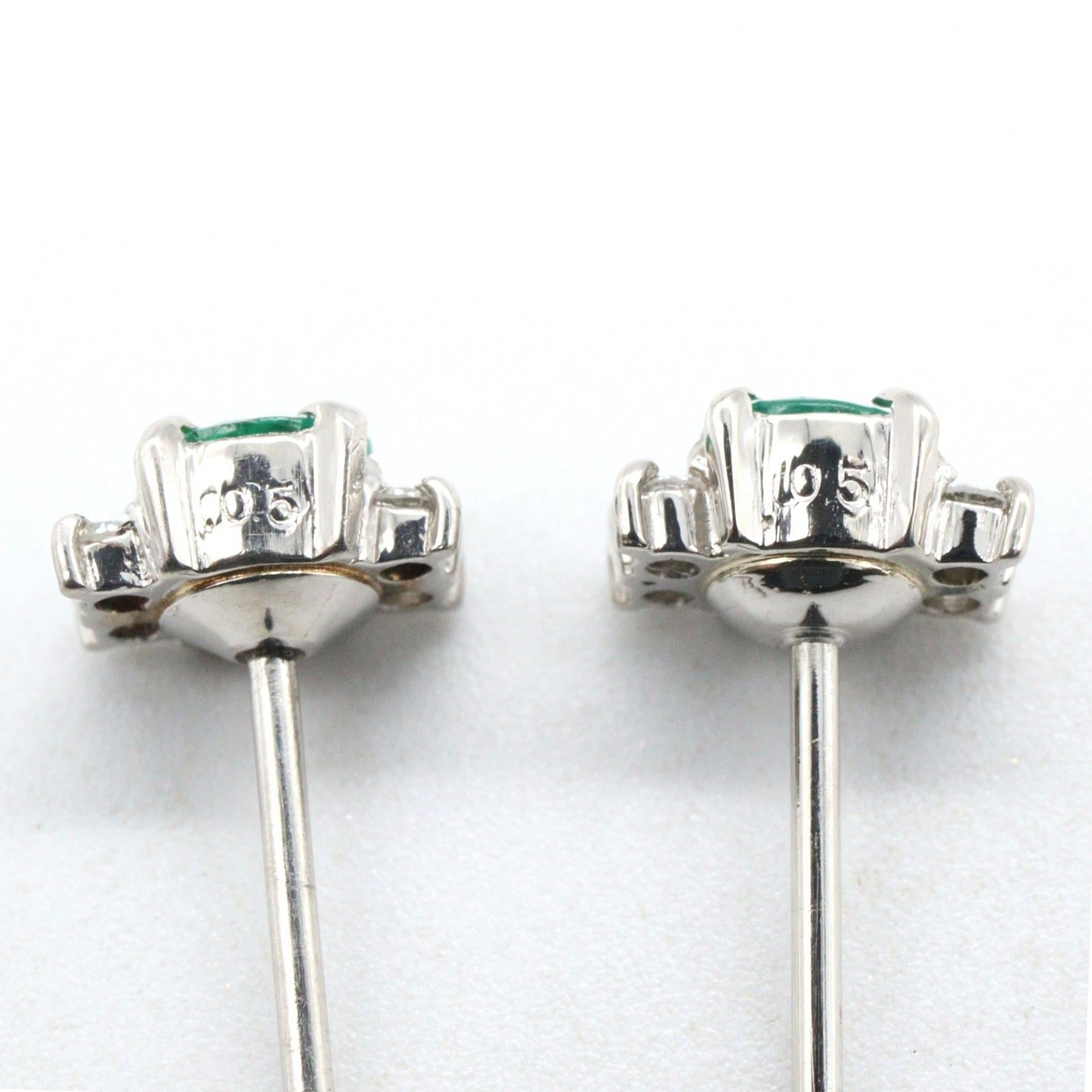 ジュエリー Pt900プラチナ エメラルド ダイヤモンド ピアス