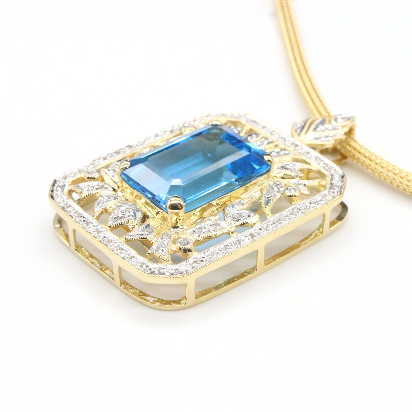 ジュエリー Au750ブルートパーズダイヤモンドネックレス