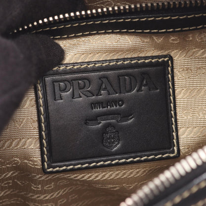 プラダ LOGO JACQUARD キャンバス レザー ショルダーバッグ