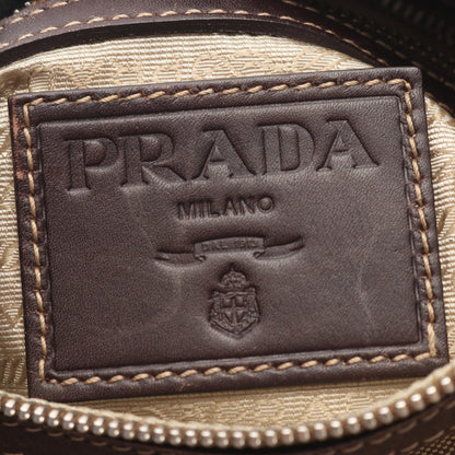 プラダ LOGO JACQUARD キャンバス レザー ショルダーバッグ