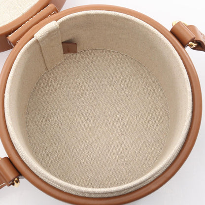 セリーヌ SMALL TAMBOUR トリオンフ キャンバス レザー ショルダーバッグ