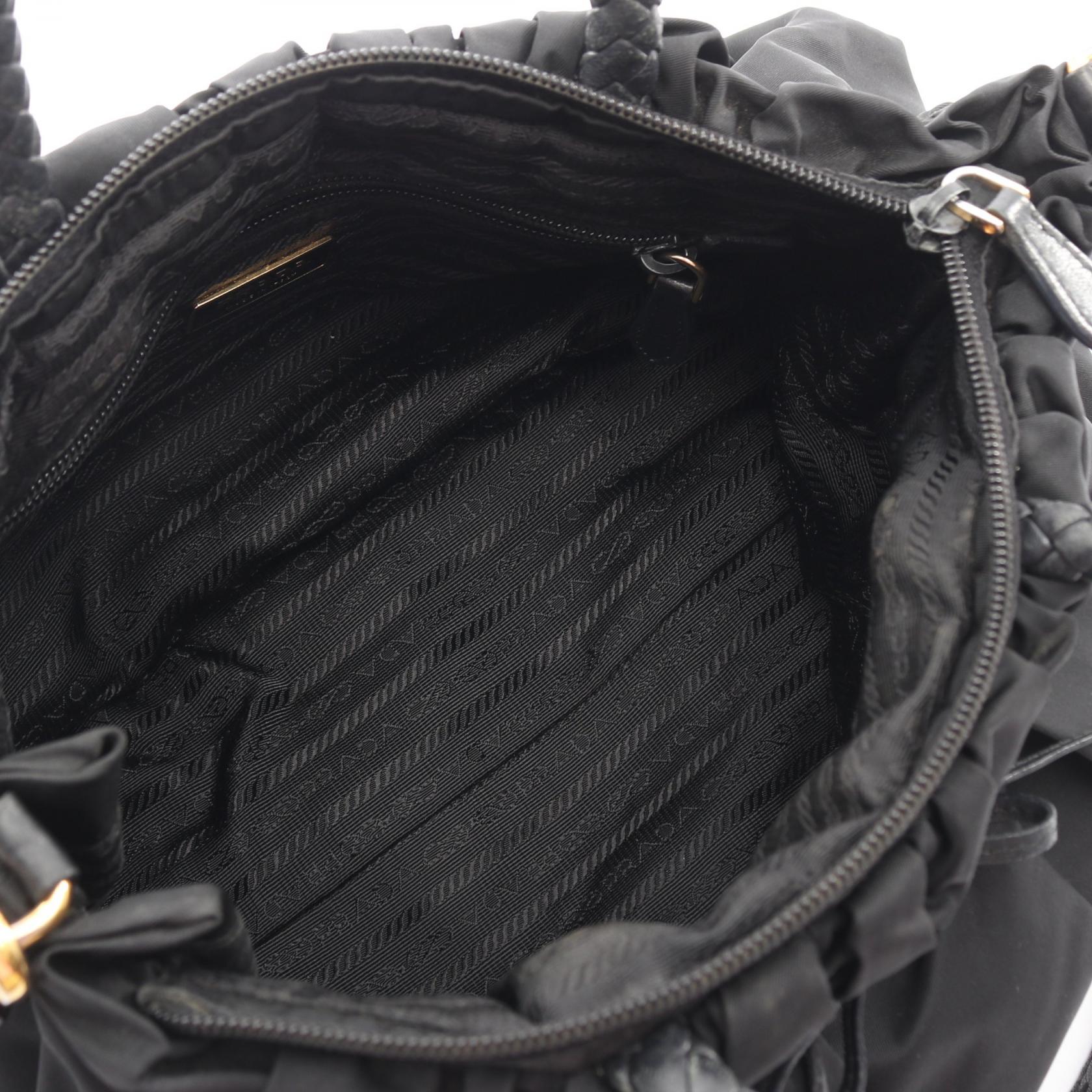 プラダ TESSUTO BOW ナイロン レザー2wayハンドバッグ