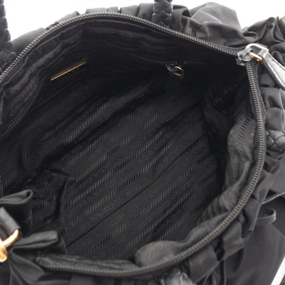 プラダ TESSUTO BOW ナイロン レザー2wayハンドバッグ