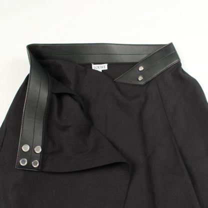 ロエベ コットンラムレザースカート