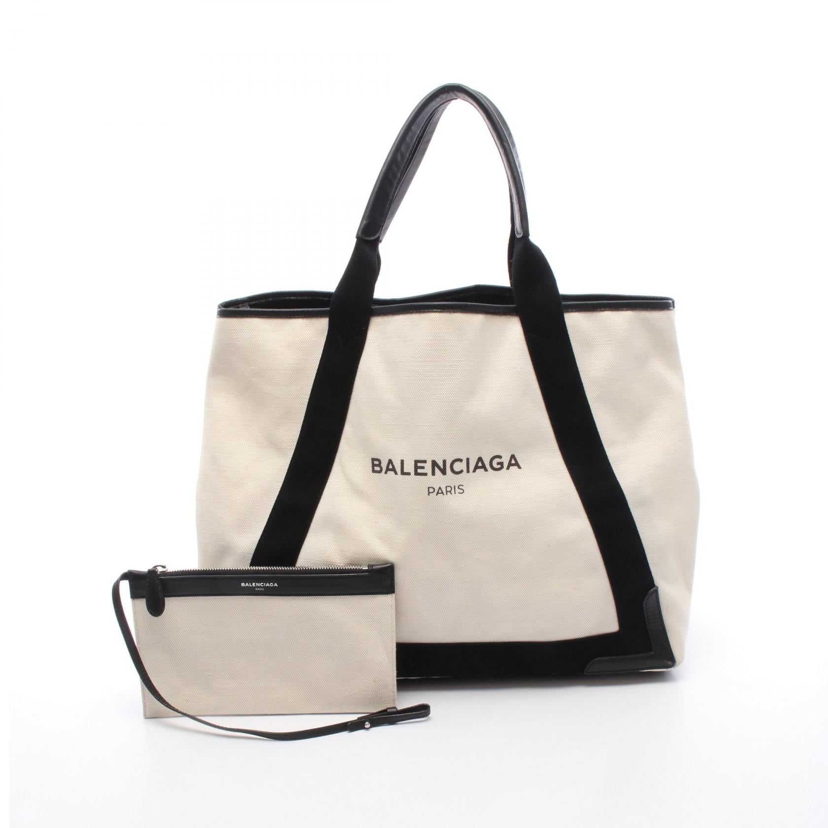 バレンシアガ NAVY CABAS キャンバス レザー トートバッグ
