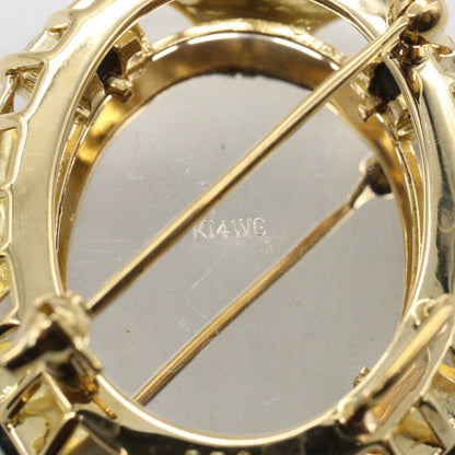 ジュエリー Au750 K14WG カルセドニー ダイヤモンド ペンダントトップ