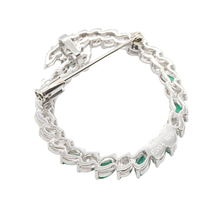 ジュエリー エメラルドダイヤモンドPTブローチ