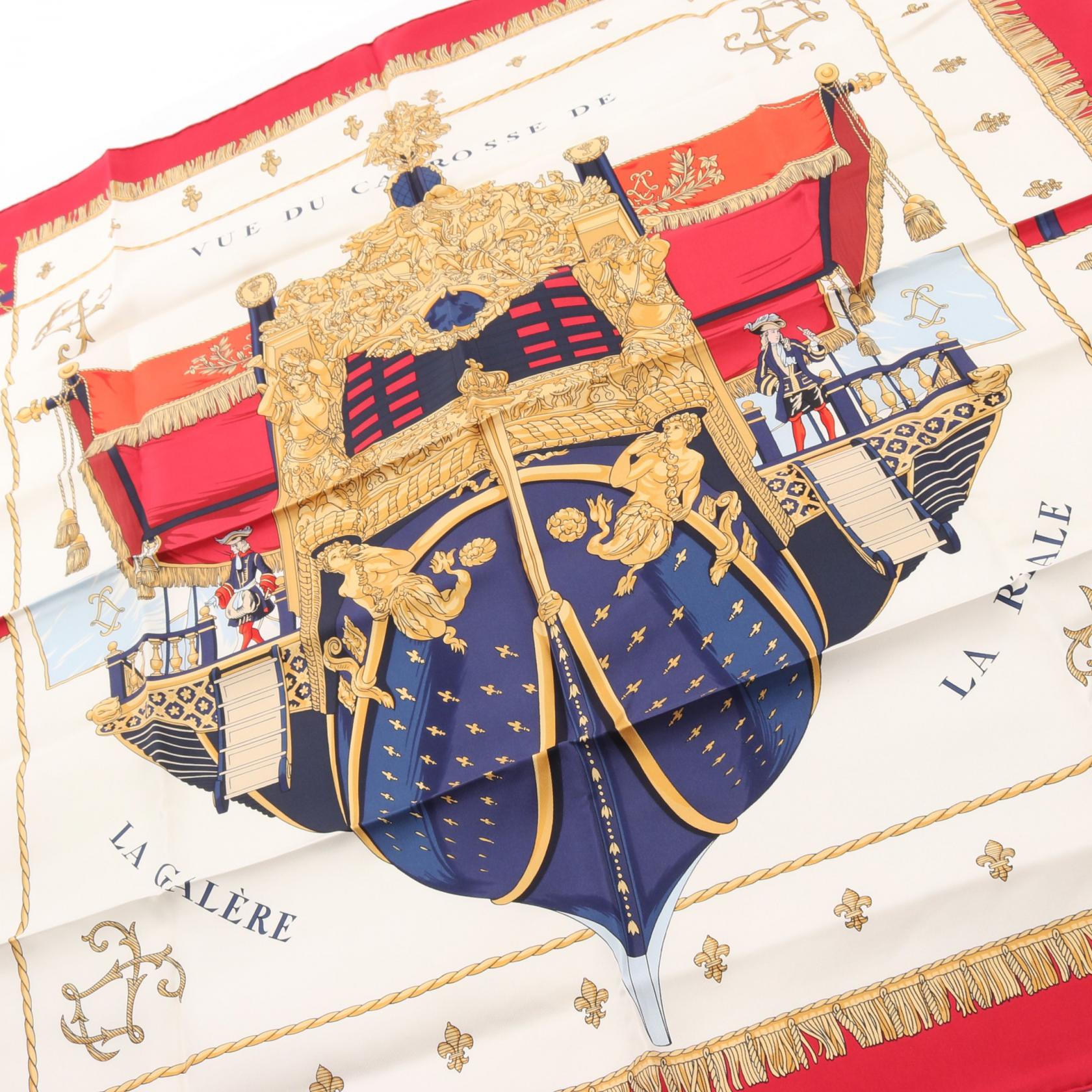 エルメス カレ90 VUE DU CARROSSE DE LA GALERE LA REALE シルクスカーフ